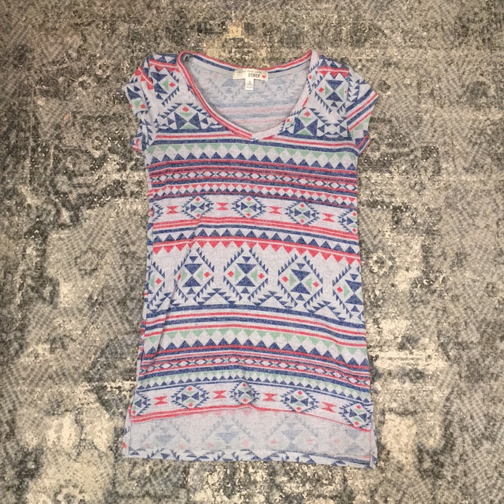 Blue Aztec print shirt